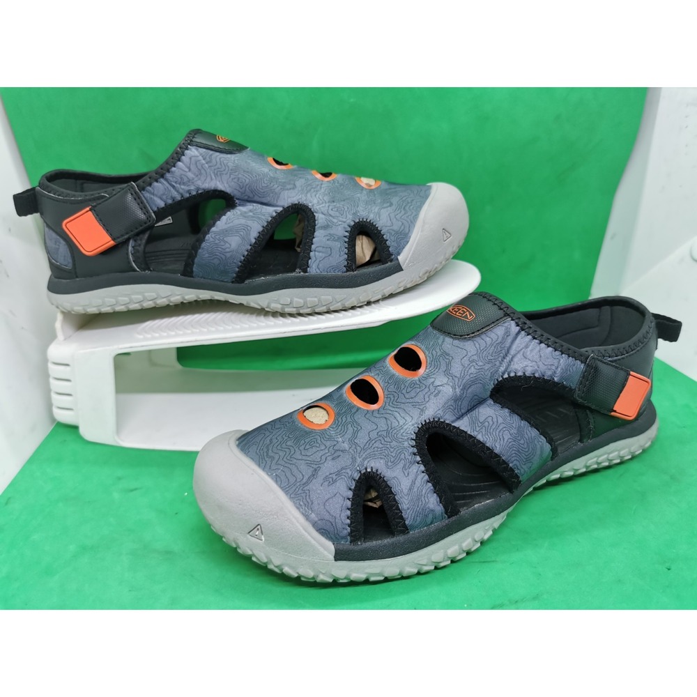 KEEN Stingray Closed Toe Sandals Black/Safety Orange Youth/ Men's Size 6